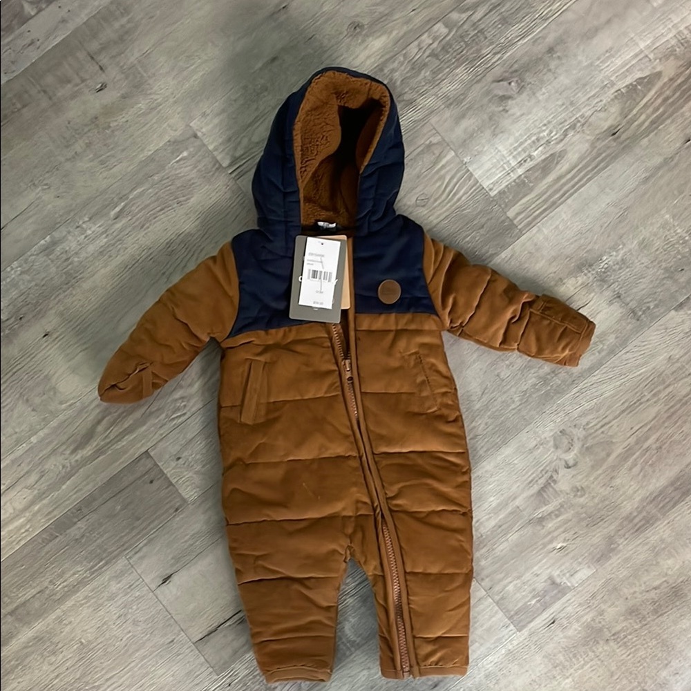 Eddie Bauer Brown and Blue Quilted One Piece Bodysuit